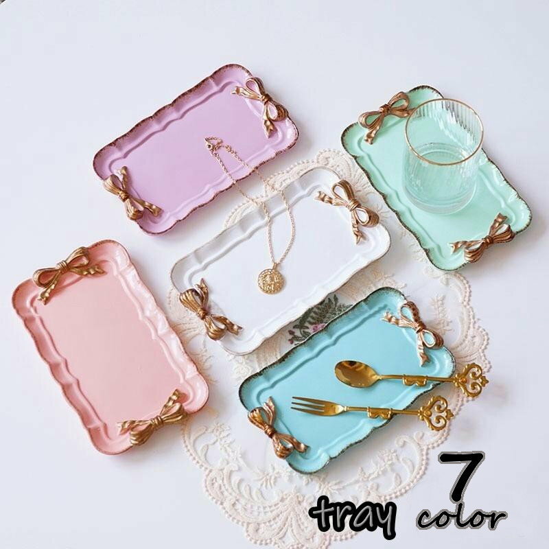 送料無料 トレー トレイ お盆 キッチン 日用品 雑貨 配膳 アクセサリー置き 小物 リボン 高級感 おしゃ..