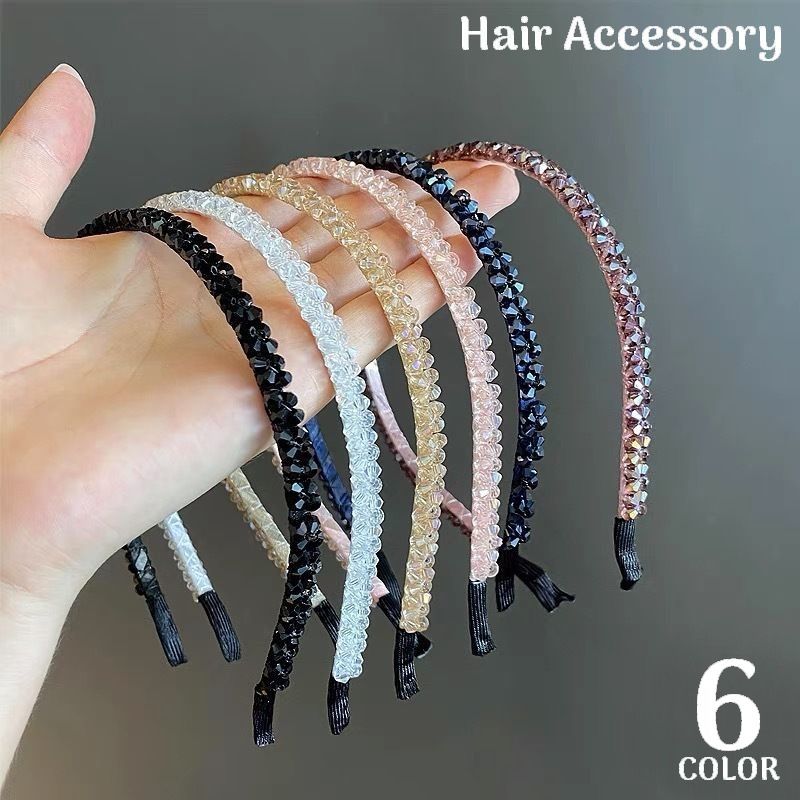 送料無料 カチューシャ レディース ヘアアクセサリー 髪飾り 髪留め 細め 細い ラインストーン ビジュー ヘアアレンジ まとめ髪 洗顔
