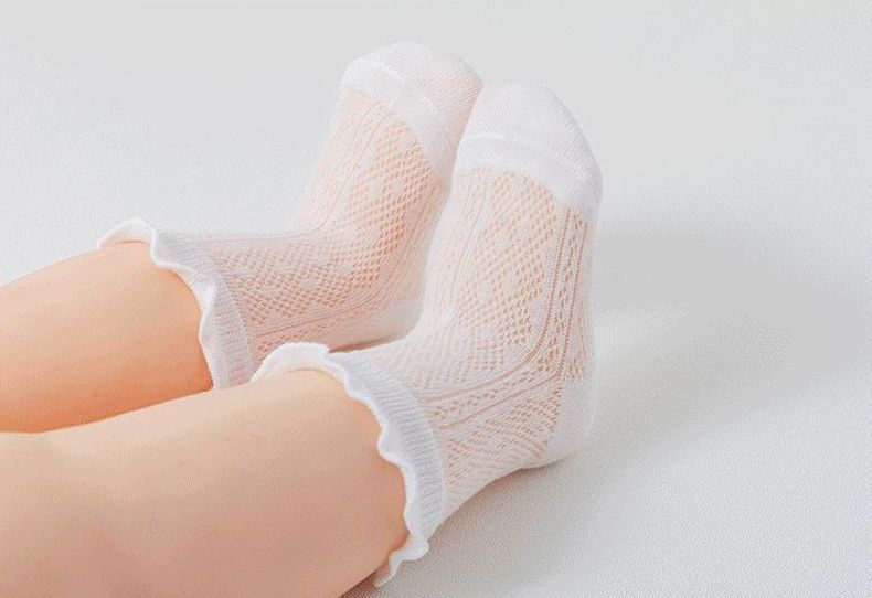 送料無料 クルーソックス 靴下 キッズ ベビー 子供用 くつ下 メッシュ 薄手 通気性 フリル 女の子 可愛い おしゃれ お出掛け 赤ちゃん 子ども用