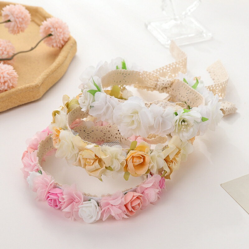LaForestの送料無料 カチューシャ 子供 キッズ 女の子 ガール ヘアアクセサリー レース フラワー リボン 紐 髪飾り ヘアアレンジ お洒落 華やか 可愛い 発表会 パーティ おめかし お出かけ 普段使い 女児 ファッション小物｜アングル3