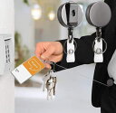 送料無料 リール付きキーホルダー リールクリップ 伸縮コード 巻き取り 忘れ物防止 紛失防止 IDカード 定期入れ 社員証 パスケース 鍵 シンプル シック グレー かっこいい