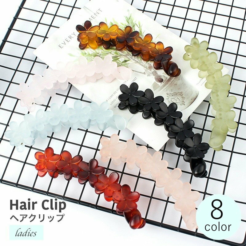乐天商城 - 送料無料 ヘアクリップ バナナクリップ レディース ヘアアクセサリー レディースアクセサリー クリップ ブラック グリーン パープル 大きめ 髪留め 髪飾り しっかり留まる 花 大人っぽい ハーフアップ まとめ髪 華やか