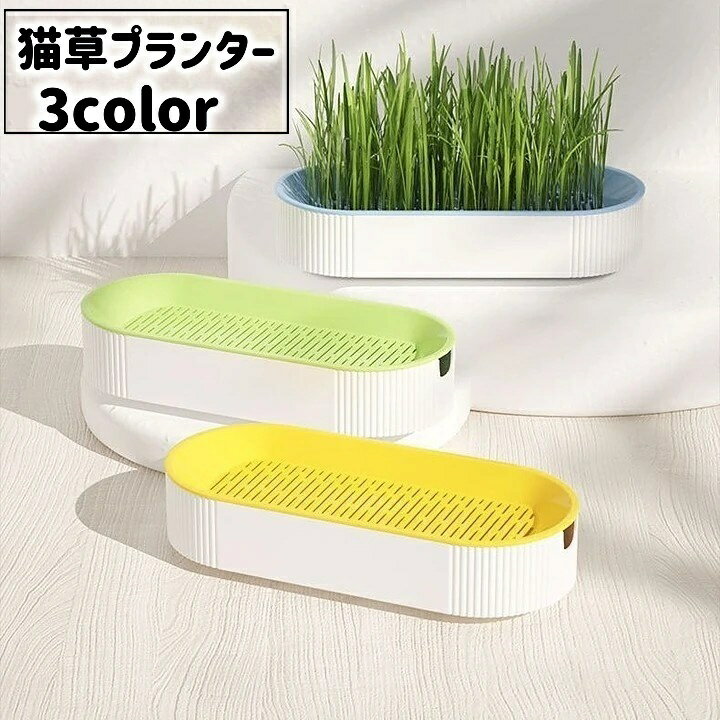 送料無料 猫草プランター 猫草ポット 猫草ボックス 水耕栽培 容器 ケースのみ 鉢 室内 屋内 シンプル ..