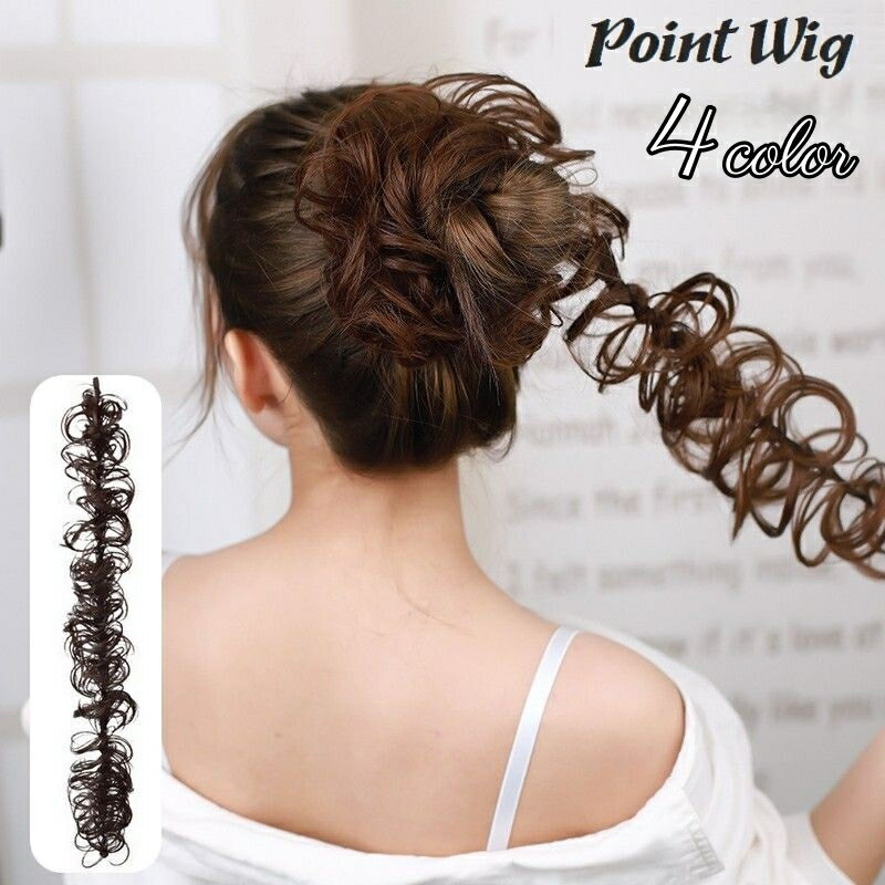 送料無料 ポイントウィッグ エクステ エクステンション つけ毛 ヘアゴム ヘアアレンジ ふわふわ 簡単装着 髪飾り 巻き付け レディース 女性 ロング 可愛い おしゃれ ボリューム感 お団子 イメチェン 付け毛