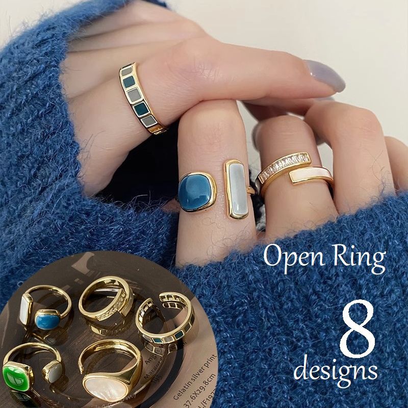 送料無料 オープンリング 指輪 レディース アクセサリー スパイラル ツイスト シェル風 ストーン調 デ..