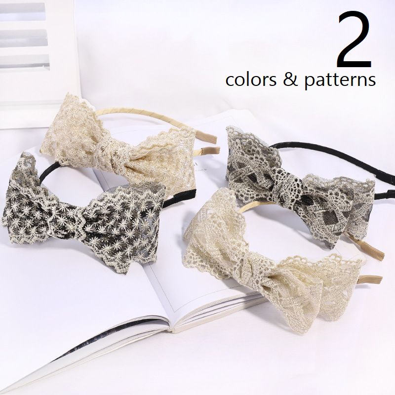 Rakuten - 送料無料 カチューシャ ヘアアクセサリー レディース リボン付 刺繍レース 髪飾り ヘアアレンジ まとめ髪 ガーリー 可愛い ブラック ベージュ ボウタイ付き