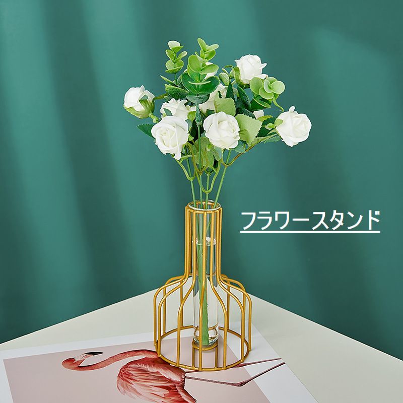 送料無料 花瓶 フラワースタンド 一輪挿し フラワーベース 花器 インテリア雑貨 生け花 ワイヤーアート風 北欧風 試験管型 卓上 インテリア おしゃれ かわいい ナチュラル