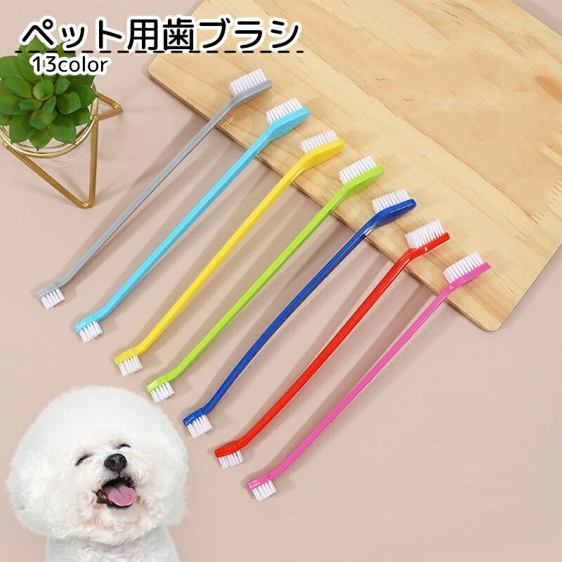 送料無料 ペット用品 犬用 猫用 ペット用歯ブラシ 三角形 ダブルヘッド ホワイト ブラック ブルー レッ..
