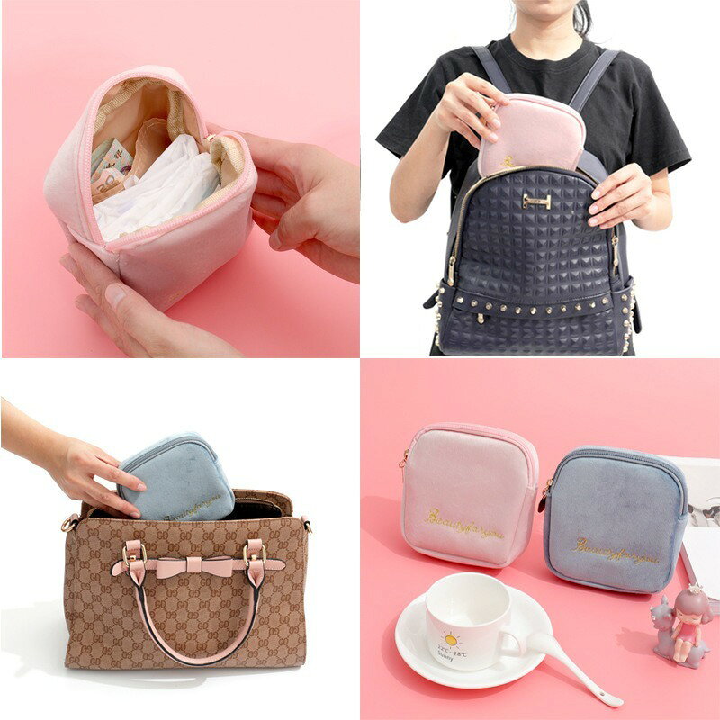 送料無料 化粧ポーチ メイクポーチ サニタリーポーチ 小物入れ マルチポーチ 小さめ ベロア 刺繍 四角形 レディース 可愛い おしゃれ 化粧品 コスメ 生理用品 イヤホン コンパクト 女性 laforest-10098789 LaForest サンプル画像3