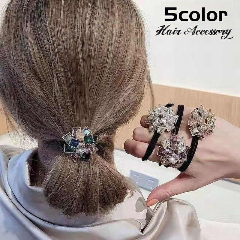 送料無料 ヘアゴム レディース 女性 ヘアアクセサリー ファッション小物 ラインストーン きらきら スク..