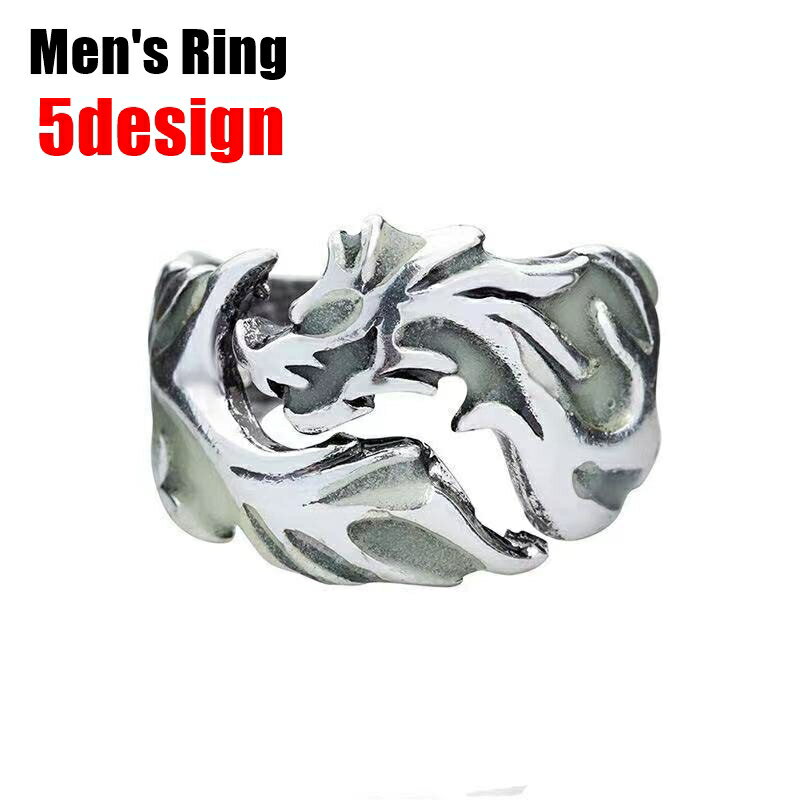 送料無料 指輪 オープンリング メンズ 男性 蓄光素材 龍 竜 ドラゴン シンプル クール かっこいい パン..