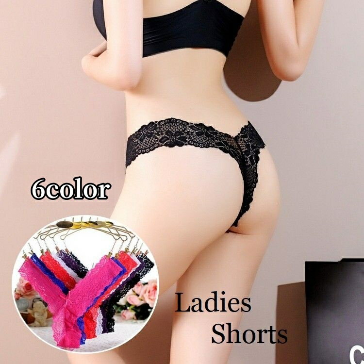 送料無料 Tバックショーツ 単品 レディース パンティ 女性下着 パンツ V字デザイン 総レース リボン シ..