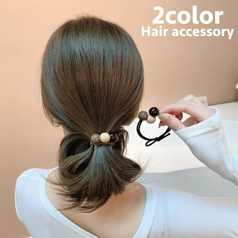送料無料 ヘアゴム 髪ゴム 単品 ヘアアクセサリー レディース 女性 ガールズ シンプル 丸 ボール 3連 ..