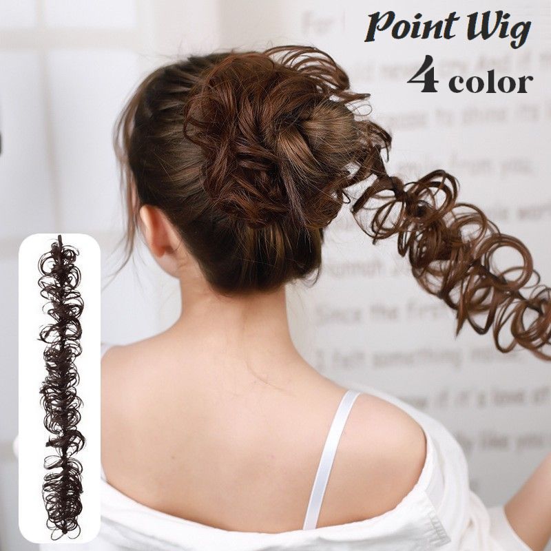 送料無料 ポイントウィッグ エクステ エクステンション つけ毛 ヘアゴム ヘアアレンジ ふわふわ 簡単装着 髪飾り 巻き付け レディース 女性 ロング 可愛い おしゃれ ボリューム感 お団子 イメチェン 付け毛