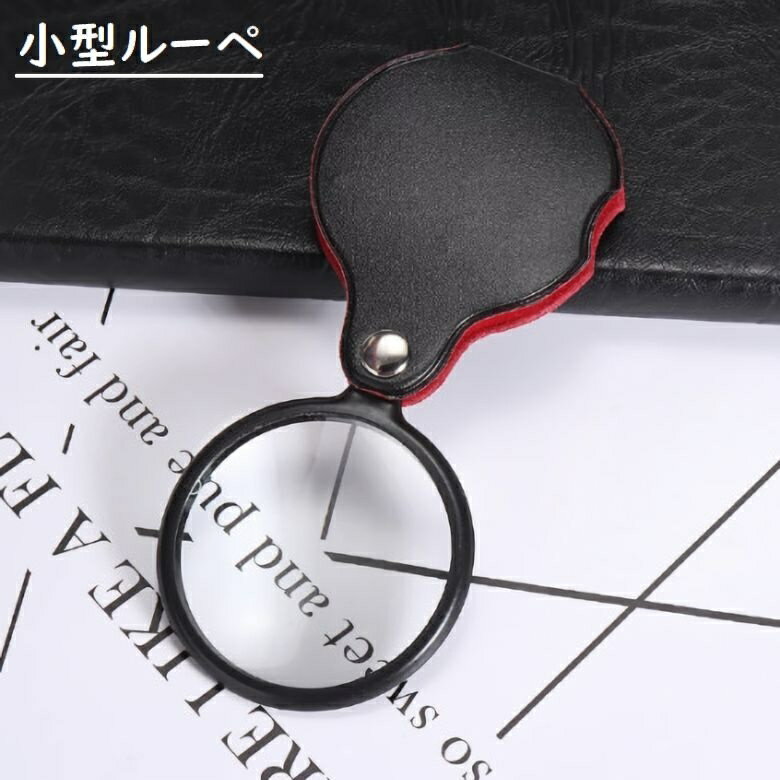 送料無料 ルーペ 拡大鏡 虫眼鏡 虫めがね 小型 ミニルーペ 折り畳み 10倍 フェイクレザー 携帯 コンパクト 持ち歩き おしゃれ ケース一体型 便利 観察 趣味 読書 校正 校閲