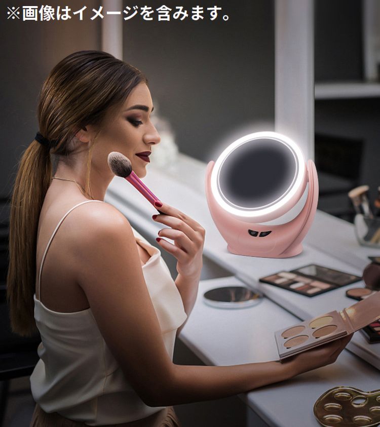 LaForestの送料無料 卓上ミラー 女優ミラー LEDライト付き ファン搭載 360度回転 電池 USB ハリウッドミラー スタンドミラー メイク 化粧鏡｜アングル3