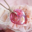 『Charming peach princess』 ガラスアクセサリー ネックレス・ペンダント ハートタイプ(4)