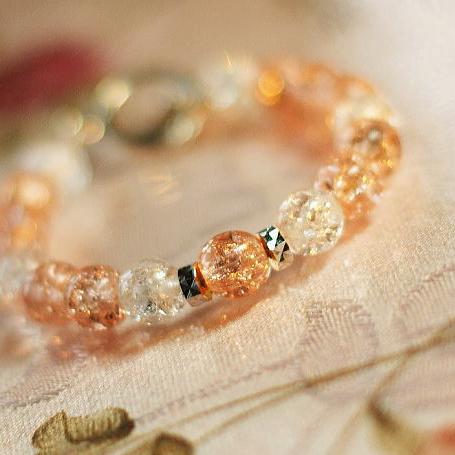 『ビーズブレスレット / 花桃』 ガラスアクセサリー ブレスレット・アンクレット