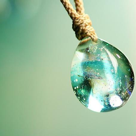 『Like a cosmic of ocean.』 ガラスアクセサリー ガラスジュエリー プレゼント ギフト ネックレス ペンダント トップ 円・楕円・ドロップタイプ