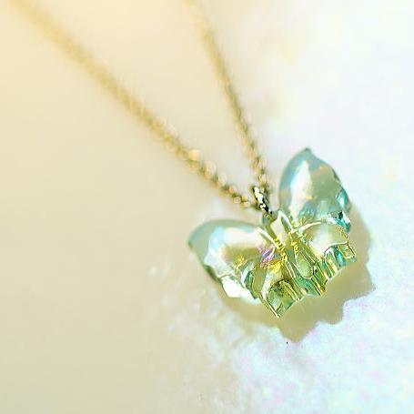 『Pure Morpho MINI』 ガラスアクセサリー ネックレス・ペンダント ダイカット(平面造形)タイプ