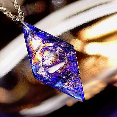 『Blue aspiration』 ガラスアクセサリー ネックレス・ペンダント 四角・多角・星タイプ