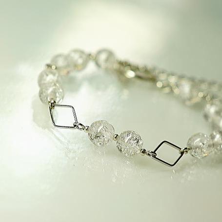 Beads - 『ビーズブレスレット / WHITE SNOW』 ガラスアクセサリー ブレスレット・アンクレット