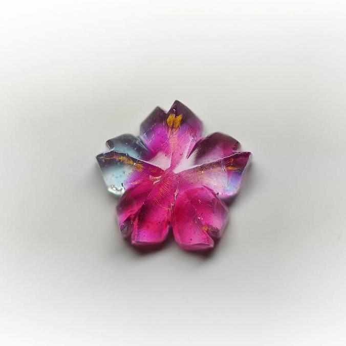 Rakuten - 『瑠璃の一輪桜・春風 001(ラメ・マーブル)★ペンダント、ピアス・イヤリング、リングなどに仕立ててお届けします♪』 ガラスアクセサリー ネックレス・ペンダント ダイカット(平面造形)タイプ