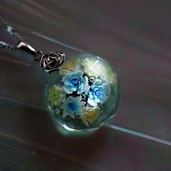 『しまー工房×ラフォルム コラボレーションペンダント / HANATABA』 ガラスアクセサリー インポート品 ネックレス ペンダント トップ 円・楕円・ドロップタイプ
