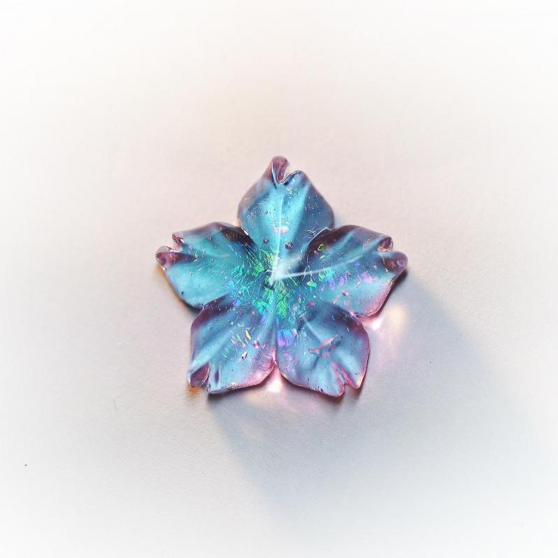 『瑠璃の一輪桜・淡雪010(ラメ) ★ペンダント、ピアス・イヤリング、リングなどに仕立ててお届けします♪』 ガラスアクセサリー ネックレス・ペンダント ダイカット(平面造形)タイプ