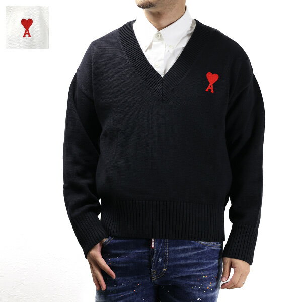 楽天LaG OnlineStore　楽天市場店AMI PARIS アミ パリス AMI DE COEUR V-Neck Sweater アミ ドゥ クール ニット セーター Vネック 長袖 ロゴ刺繍 ハート ウール メンズ レディース ユニセックス UKS208 016