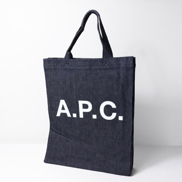 A.P.C. アーペーセー Logo Print Denim Tote Bag トートバッグ 鞄 A4 コットン ロゴ カジュアル レディース COCSX M61569