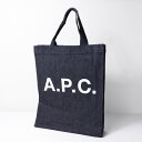 A.P.C. アーペーセー Logo Print Denim Tote Bag トートバッグ 鞄 A4 コットン ロゴ カジュアル レディース COCSX M61569 LaG Onlinestore(4)