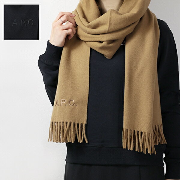 A.P.C. アーペーセー Alix WOOL SCARF マフラー ストール ロゴ刺繍 フリンジ 大判 ヴァージンウール レディース WOAFE M15170 LaG Onlinestore
