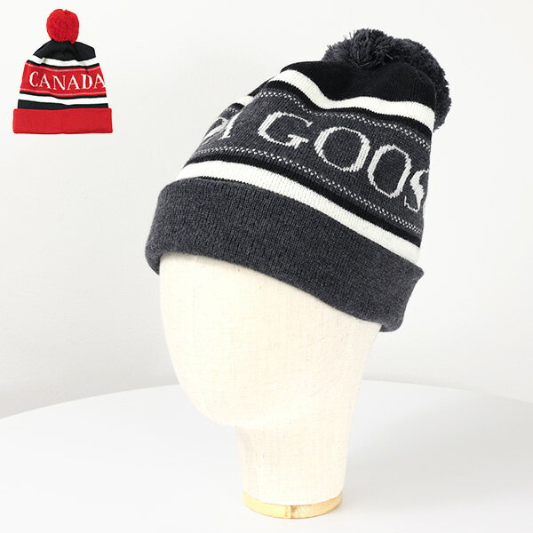 カナダグース ニット帽 メンズ 【5/31迄！SNSフォロワーさん限定 5％OFFクーポン発行中】CANADA GOOSE カナダグースMerino Logo Pom Hat メリノウール ロゴ ニット帽 帽子［6193M］