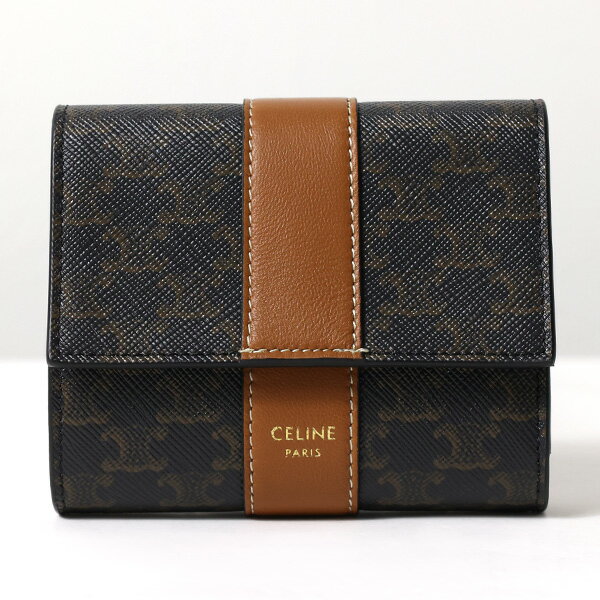 CELINE セリーヌ TRIFOLD WALLET 三つ折り財布 スモール トリフォールドウォレット ミニ財布 トリオンフ柄 レザー エレガント レディース 10D572BZ9.04LU