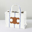 CELINE セリーヌ SMALL CABAS THAIS IN STRIPED TEXTILE AND CALFSKIN スモール カバ タイス トートバッグ...