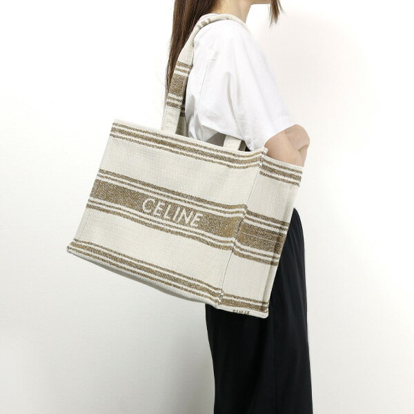 セリーヌ トートバッグ レディース 【5/31迄！SNSフォロワーさん限定 5％OFFクーポン発行中】Celine セリーヌ Large Cabas Thais Striped Textile Tote Bag ラージ カバ タイス トートバッグ ジャカード 鞄 ストライプ テキスタイル レディース 196762EZ7