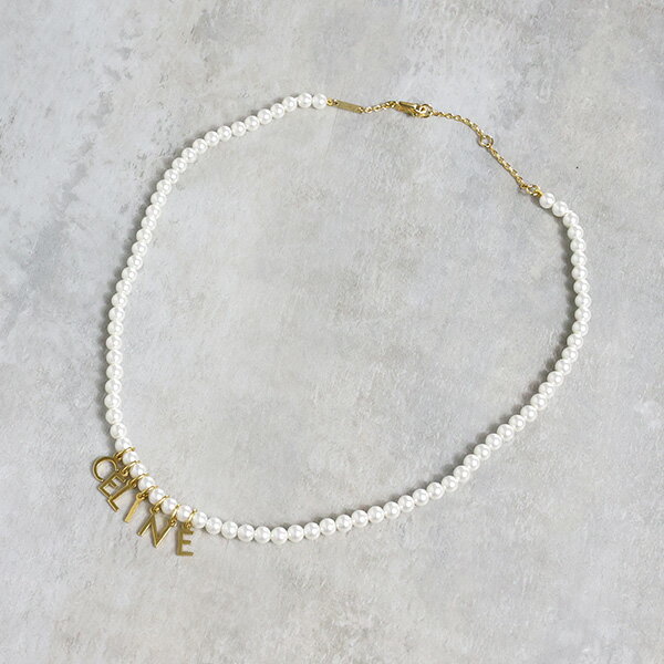 セリーヌ ネックレス（レディース） 【5/18限定！当選確率1/2 最大100％バック】CELINE セリーヌ CELINE PARIS PEARL NECKLACE ネックレス ブラス 真鍮 ガラスパール アクセサリー ロゴ レディース 460SW6BPE