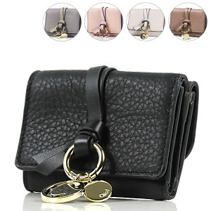 Chloe クロエ ALPHABET Tri-Fold Wallet CHC21WP946F57 001 053 6J5 三つ折り財布 ミニ財布 ロゴチャーム レザー レディース