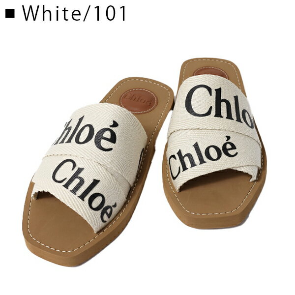 【5/31迄！SNSフォロワーさん限定 5％OFFクーポン発行中】Chloe クロエ WOODY Sandal サンダル ミュール 靴 オープントゥ フラット リネン 本革 レディース CHC22U188Z3 2