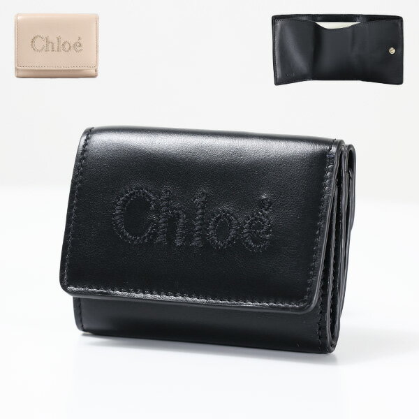 クロエ ミニ財布 レディース 【5/31迄！SNSフォロワーさん限定 5％OFFクーポン発行中】Chloe クロエ CHLOE SENSE TRI-FOLD WALLET 三つ折り財布 折りたたみ財布 コンパクト ミニ財布 小銭入れあり ロゴ刺繍 レザー レディース CHC23AP875I10