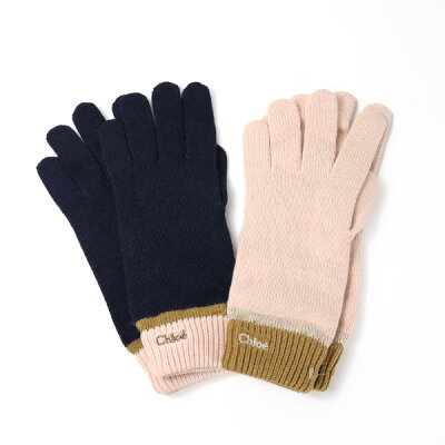Chloe クロエ Contrast Color Gloves 手袋 グローブ リブ フルフィンガー ロゴ刺繍 コットン ウール キッズ 女の子 大人OK レディース C20278 LaG Onlinestore