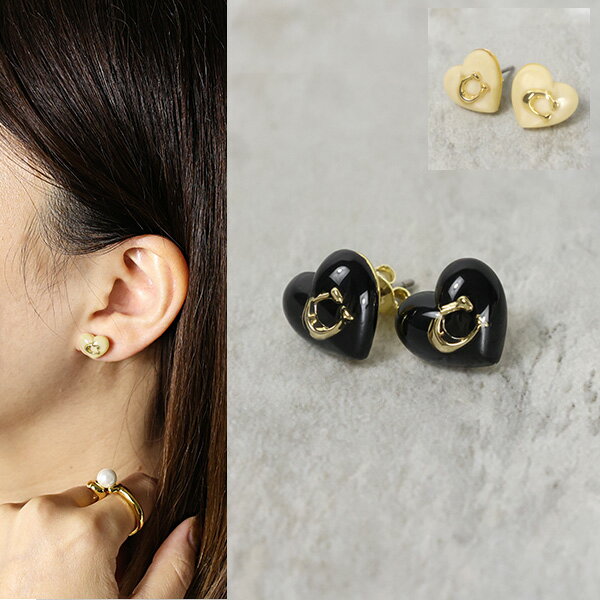 Coach コーチ Resin Heart Stud Earrings 37422706 ピアス スタッドピアス アクセサリー ハート Cロゴ 真鍮 レディース