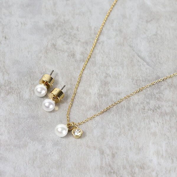 【5/18限定！当選確率1/2 最大100％バック】Coach コーチ Pearl Stone Necklace and Earrings Set 3744337 ピアス スタッドピアス ネックレス セット アクセサリー パール 真鍮 レディース