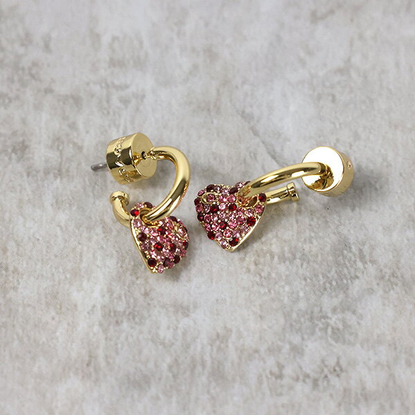 コーチ ピアス Coach コーチ Pave Heart Huggie Earrings 37460453 ハギーピアス フープピアス ピアス 両耳用 2way アクセサリー パヴェ ハート 真鍮 チタン レディース