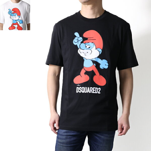 Rakuten - Dsquared2 ディースクエアード Tシャツ Papa Smurf T-Shirts スマーフ S78GD0091 S24558 メンズ 半袖 カットソー スマーフ クルーネック ロゴT コットン LaG Onlinestore