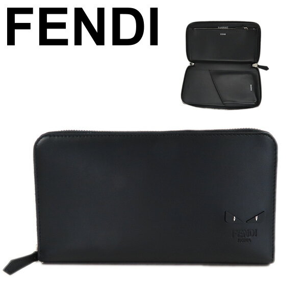 FENDI フェンディ Bugs Eye Zip Around Wallet 7M0275 6OC F0GXN バグズ アイ ジップアラウンド ウォレット ロゴ 長財布 スマホケース トラベルケース メンズ