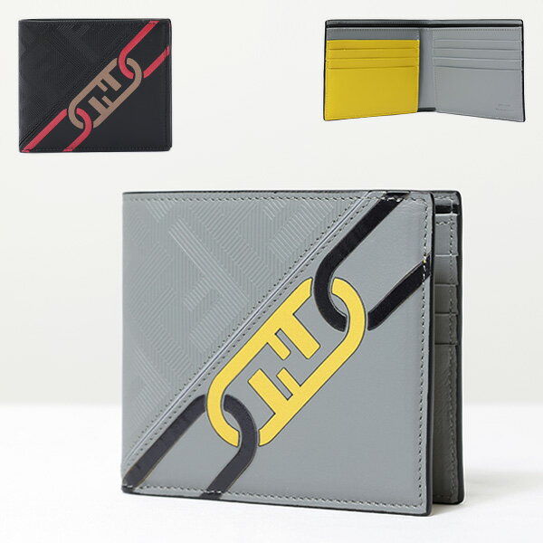 フェンディ 【5/18限定！当選確率1/2 最大100％バック】FENDI フェンディ Bi-Fold Wallet 二つ折り財布 折りたたみ財布 小銭入れなし コンパクト FFロゴ レザー メンズ 7M0169ALE8