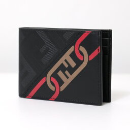 フェンディ 【3月31迄！タイムセール価格！】FENDI フェンディ Bi-Fold Wallet 二つ折り財布 折りたたみ財布 小銭入れなし コンパクト FFロゴ レザー メンズ 7M0303 ALE8