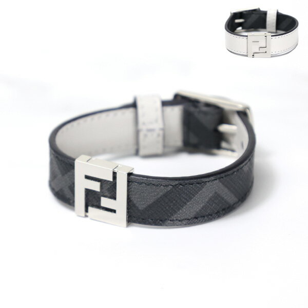 楽天LaG OnlineStore　楽天市場店【5/18限定！当選確率1/2 最大100％バック】FENDI フェンディ FF LOGO BRACELET ブレスレット バングル アクセサリー FFロゴ リバーシブル レザー メタル エレガント メンズ 7AJ682A FCB